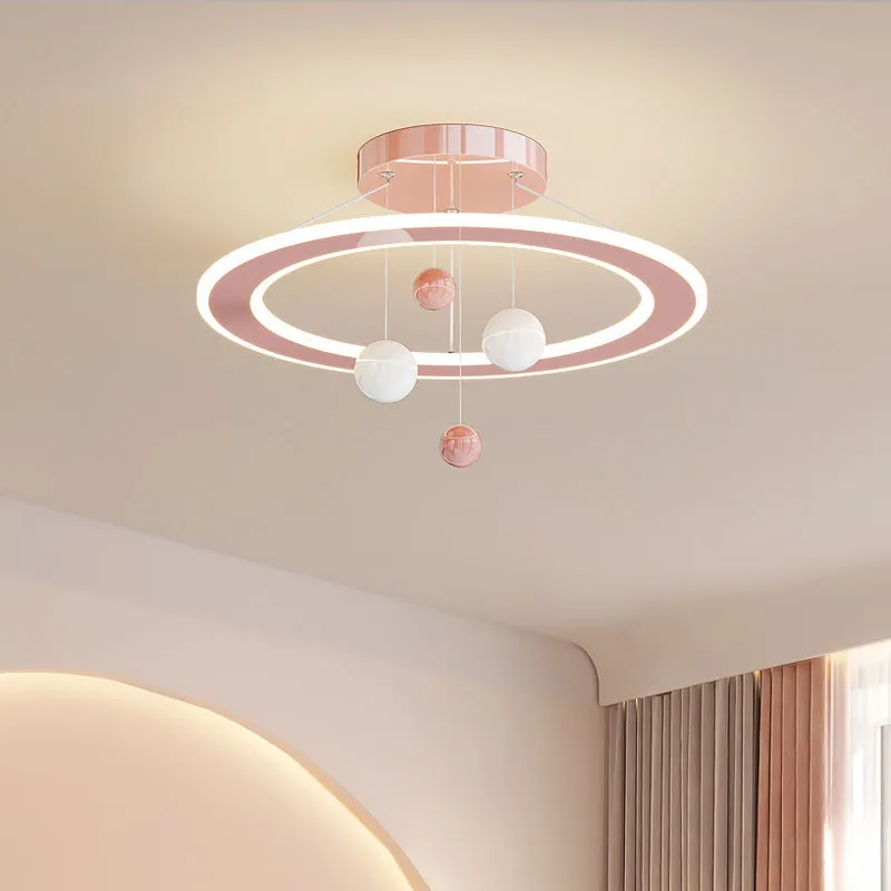 Modern children's bedroom chandelier ceiling light with dimmable white and pink lighting options