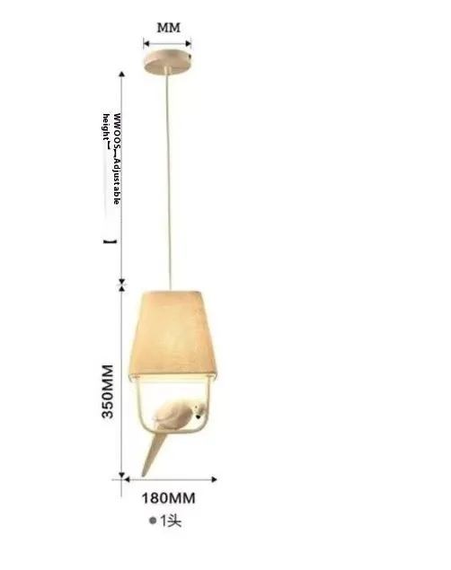 Bird-themed ceiling chandelier with fabric shade covers and iron framework for dining rooms and hallways