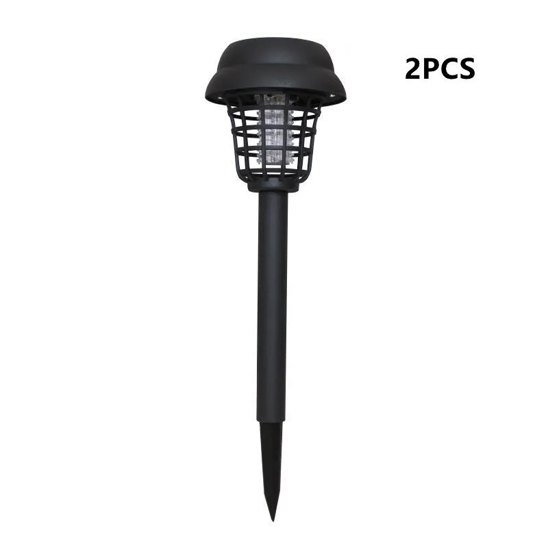 Solar mosquito killer lamp with white LED light and purple UV attraction for outdoor insect control