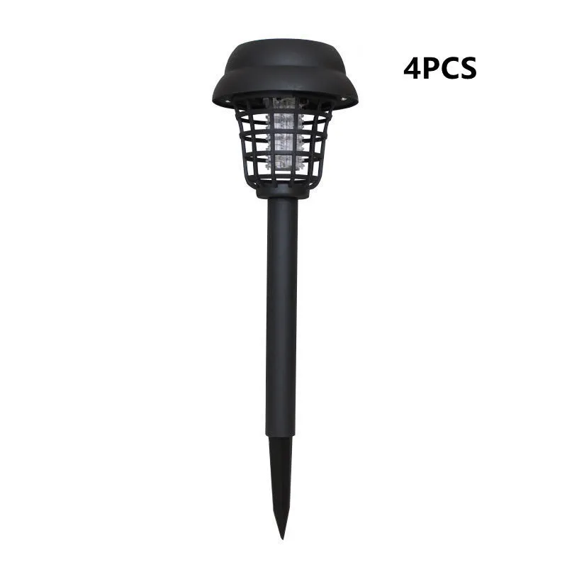 Solar mosquito killer lamp with white LED light and purple UV attraction for outdoor insect control