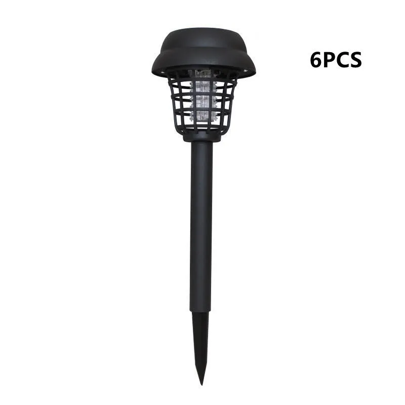 Solar mosquito killer lamp with white LED light and purple UV attraction for outdoor insect control