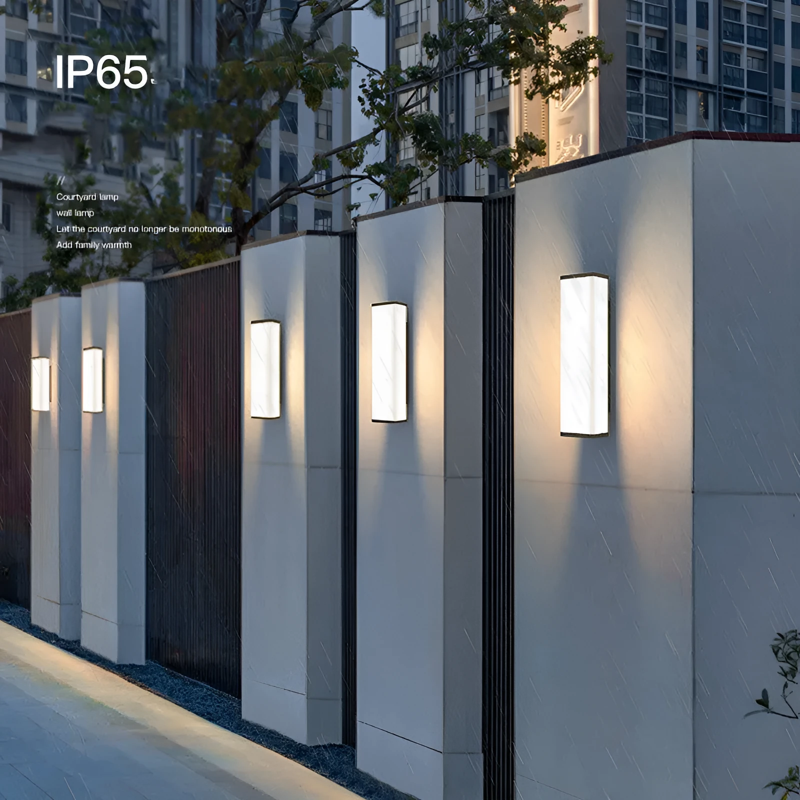 60cm outdoor wall light with long strip design, stainless steel and PC construction, IP65 waterproof rating