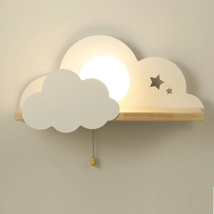 Cloud shaped decorative wall lamp with glass shade measuring 450mm wide