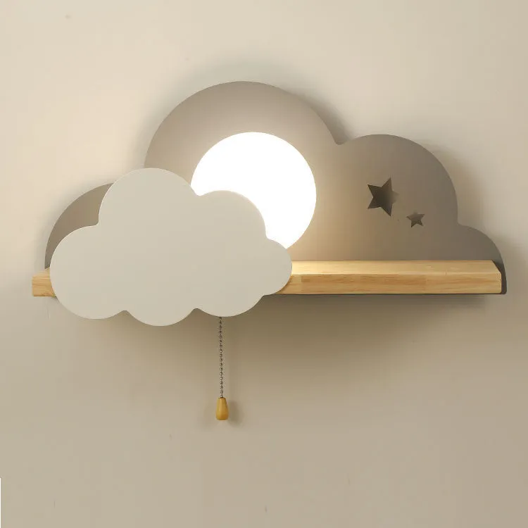 Cloud shaped decorative wall lamp with glass shade measuring 450mm wide