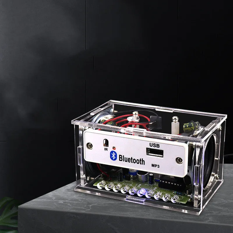 Bluetooth speaker DIY electronic kit with loose components and transparent plastic housing