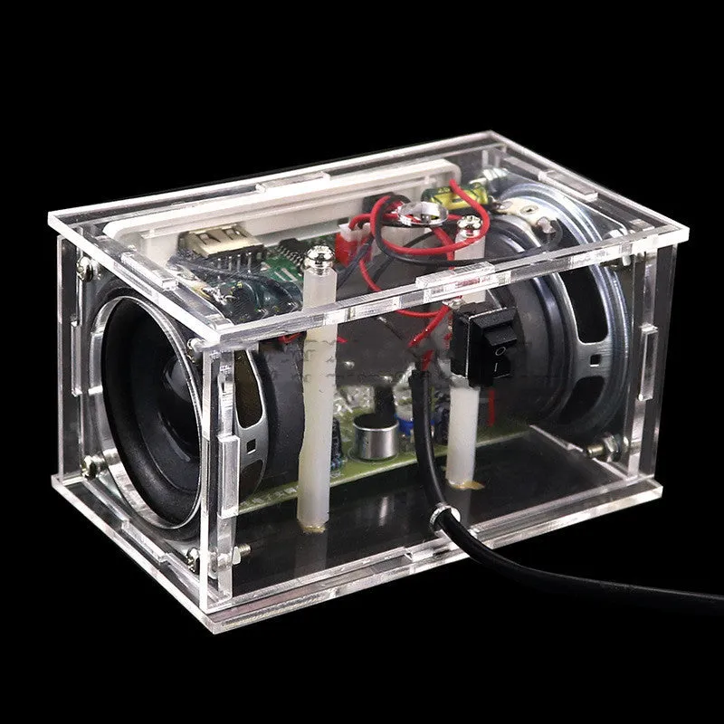Bluetooth speaker DIY electronic kit with loose components and transparent plastic housing