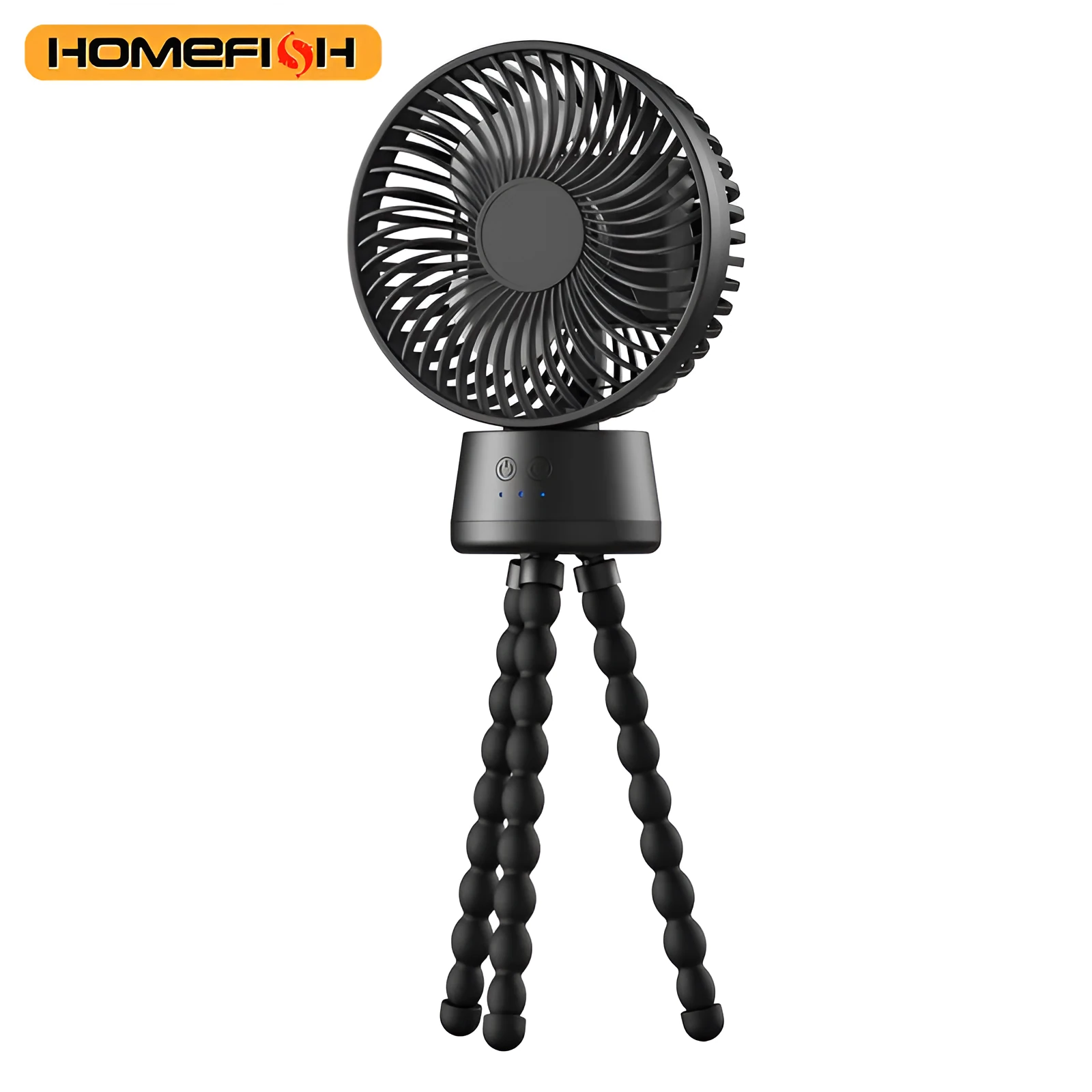 HOMEFISH handheld fan with mounting bracket attached, showing removable front mesh guard.