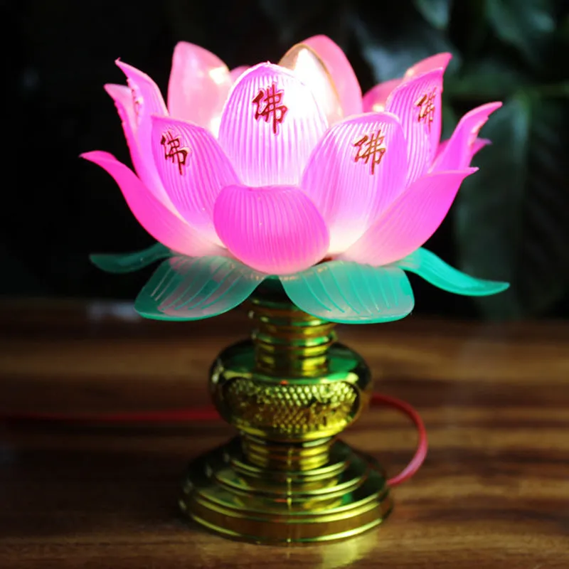 Buddha Light plug-in worship lamp with colourful lotus design for spiritual decor