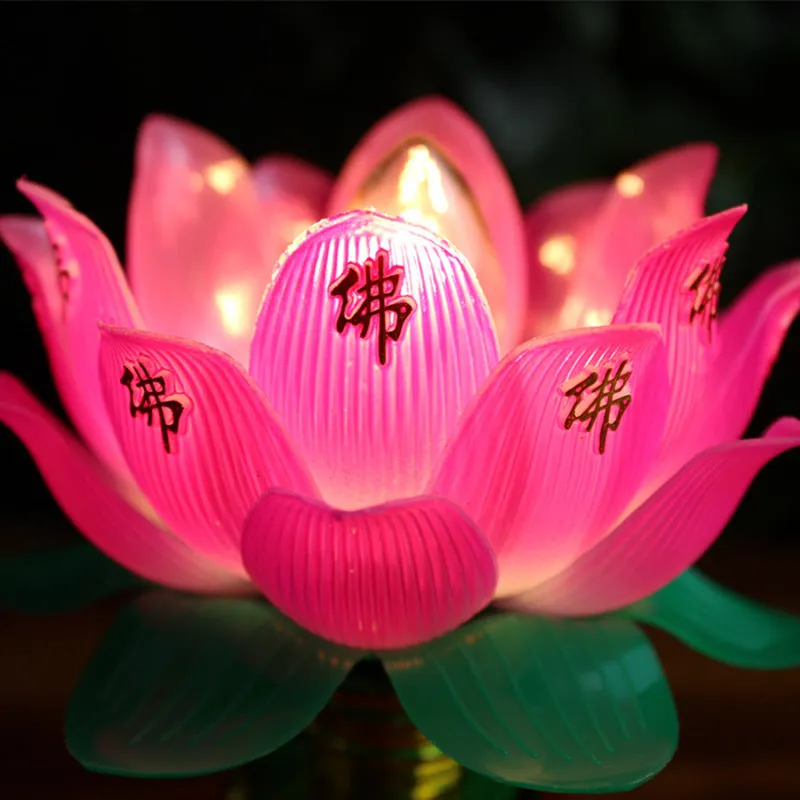 Buddha Light plug-in worship lamp with colourful lotus design for spiritual decor