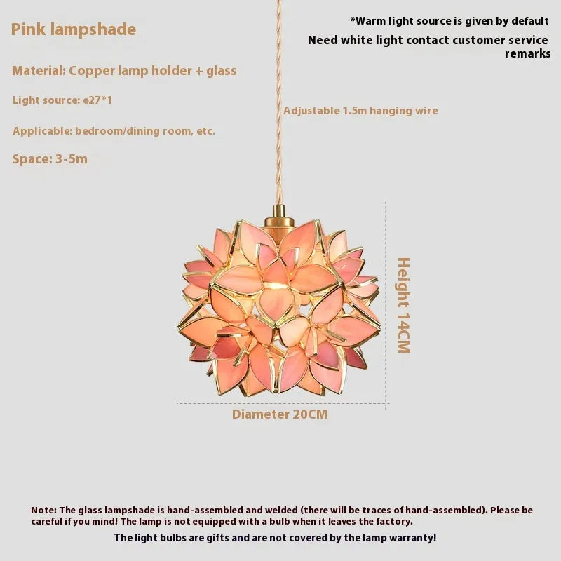 Copper and stained glass hanging line chandelier with adjustable cable for ceiling installation