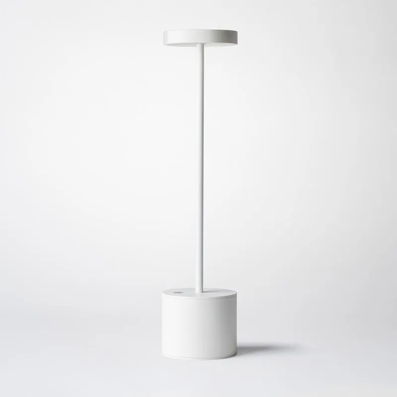 All-aluminium rechargeable LED desk lamp with touch dimming control in silver finish