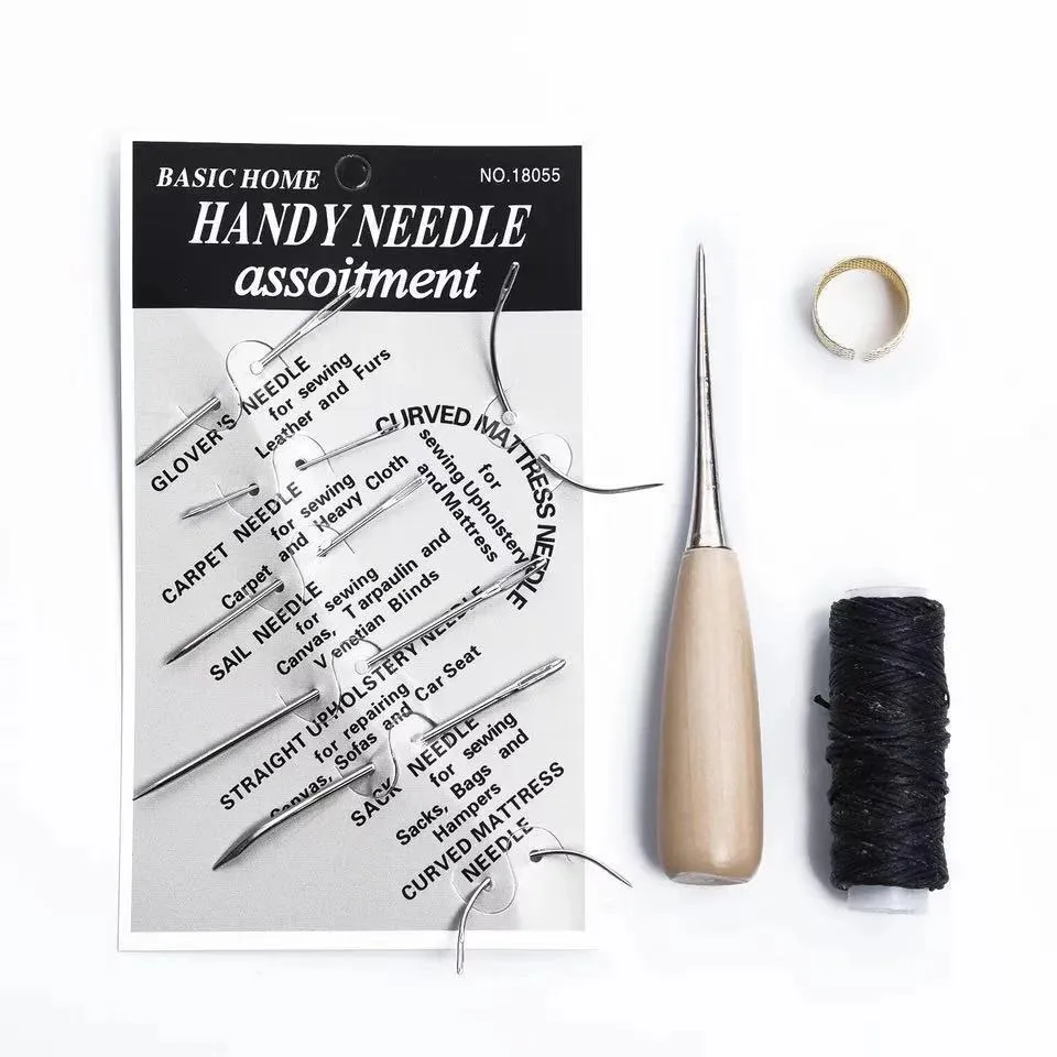 Leather craft tool set with four alloy steel implements for DIY leatherworking projects