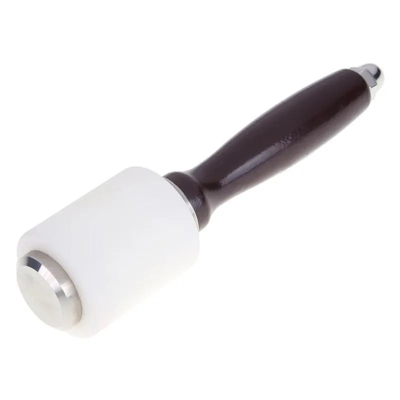 Nylon head leather carving hammer with brown wooden handle for punching and engraving