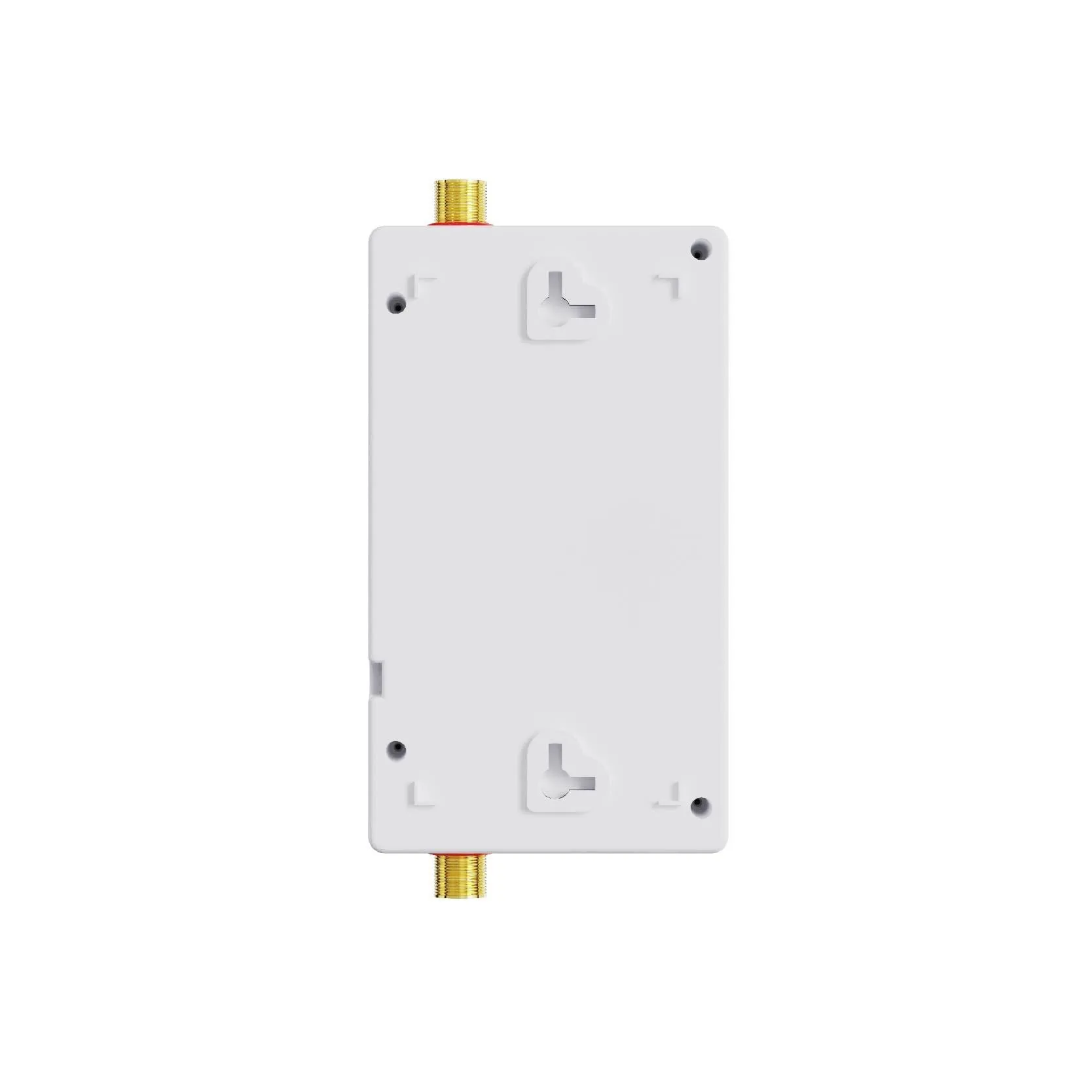 Portable instant electric water heater unit with LED touch screen display in gold, silver, or white finish.