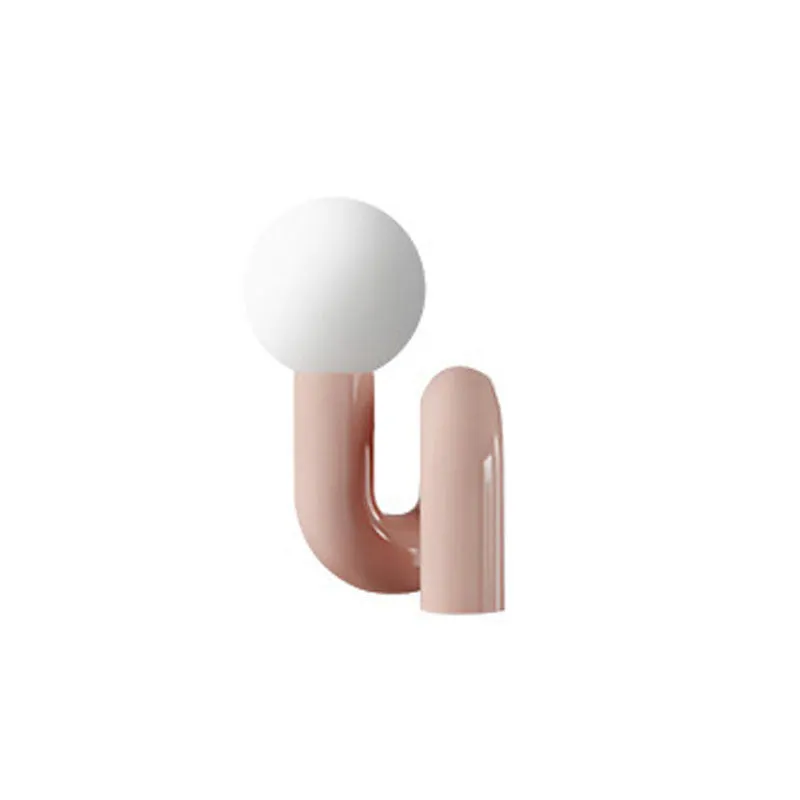 Pink and white resin bedside lamp with graphic customisation option for children's bedrooms