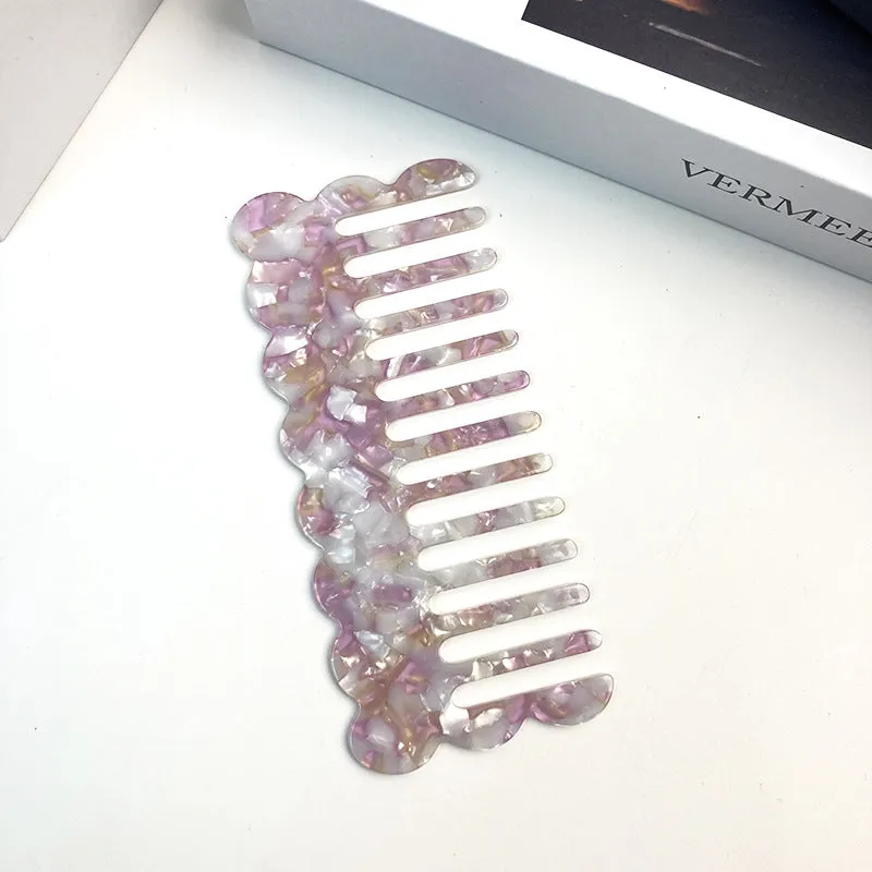 Acetate geometric wave hair comb in multiple colour options for women's grooming
