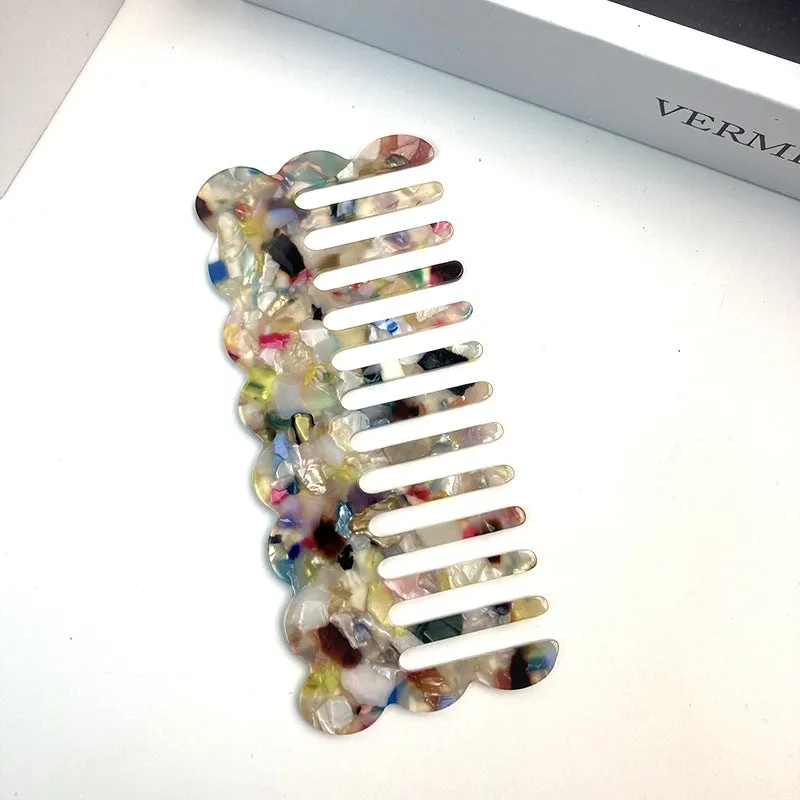 Acetate geometric wave hair comb in multiple colour options for women's grooming