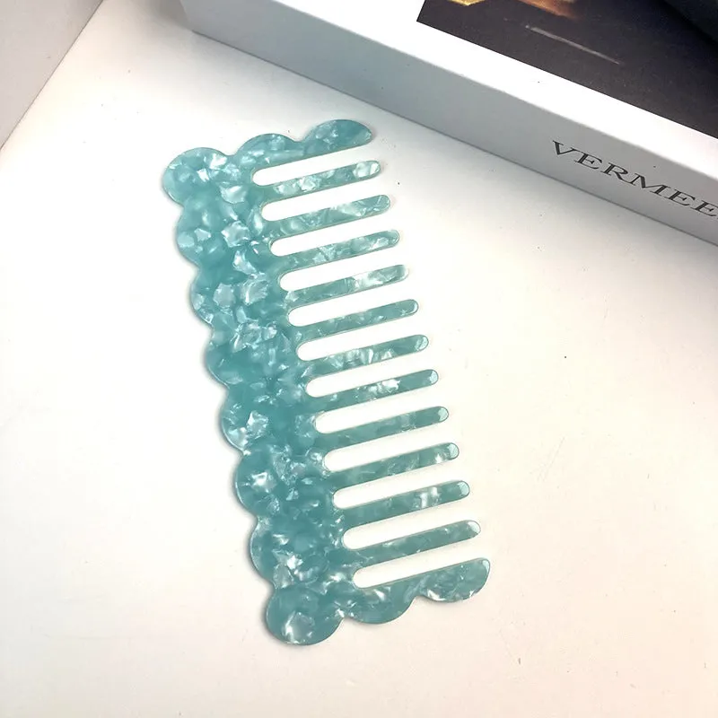 Acetate geometric wave hair comb in multiple colour options for women's grooming