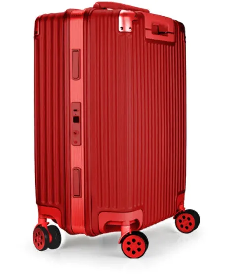 Aluminium magnesium alloy luggage case with stripe pattern in black, gun colour, silver or metallic blue