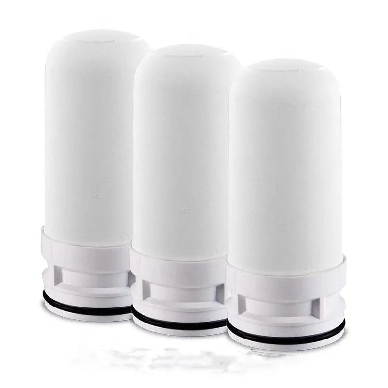 White diatom ooze ceramic water filter element measuring 43x43x100mm