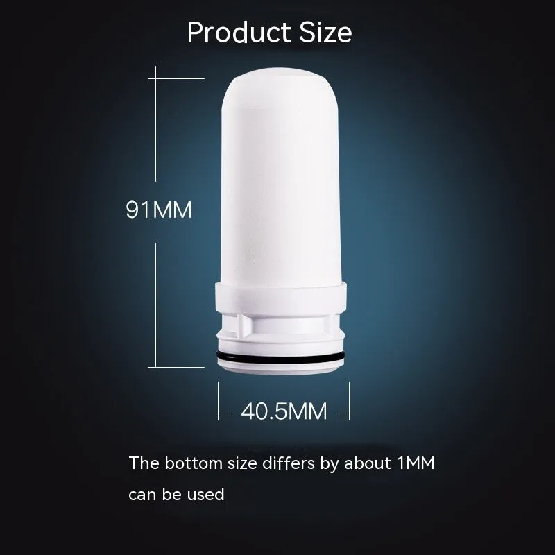 White diatom ooze ceramic water filter element measuring 43x43x100mm