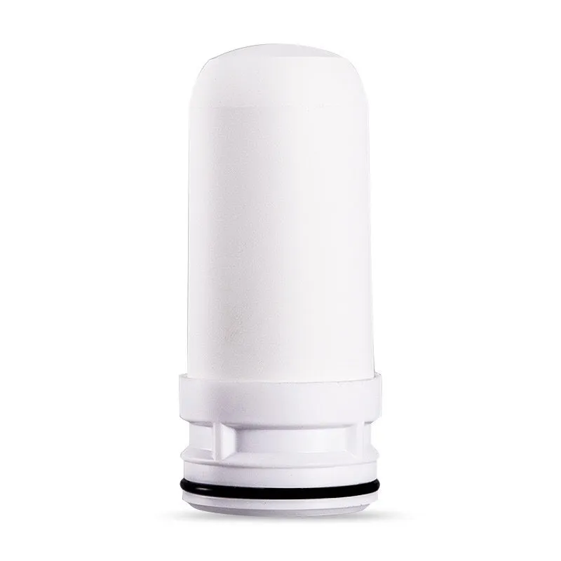 White diatom ooze ceramic water filter element measuring 43x43x100mm