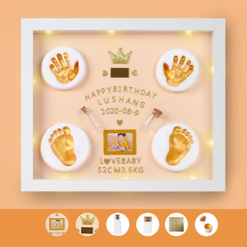 Handmade baby hand and foot print memory frame in modern simple style