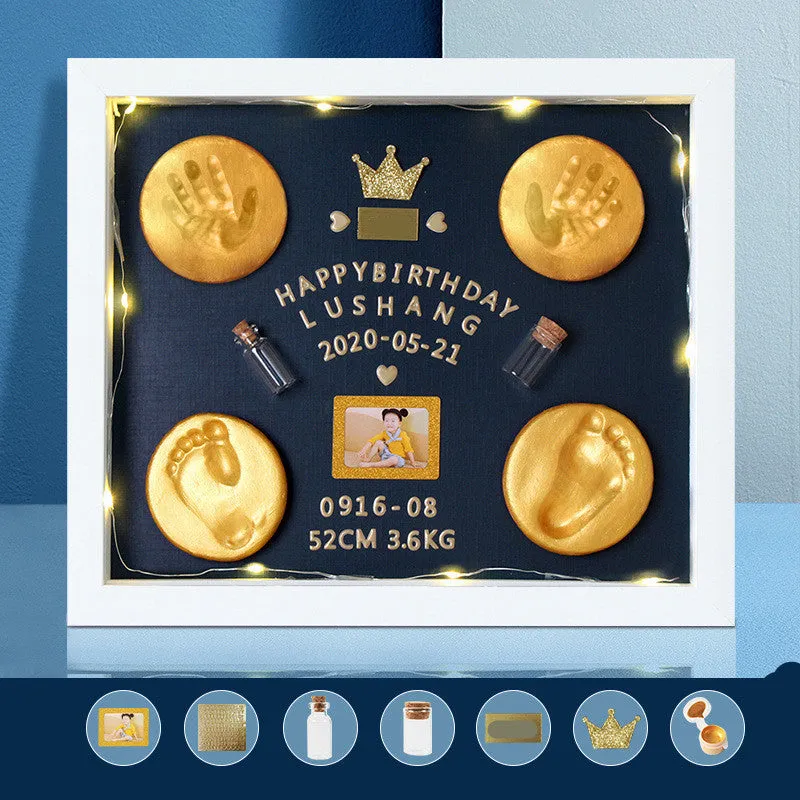 Handmade baby hand and foot print memory frame in modern simple style