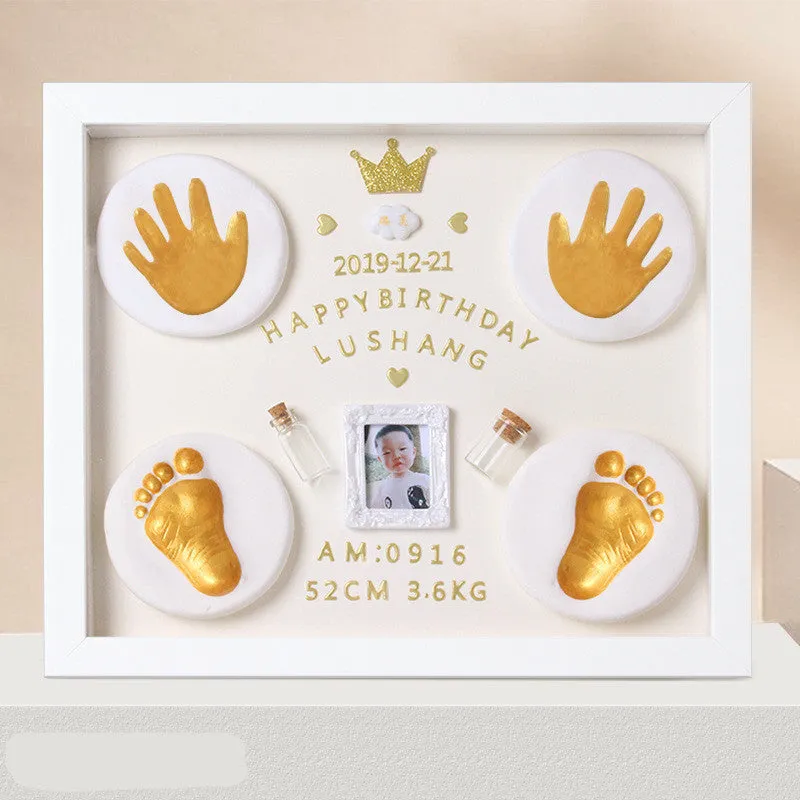 Handmade baby hand and foot print memory frame in modern simple style