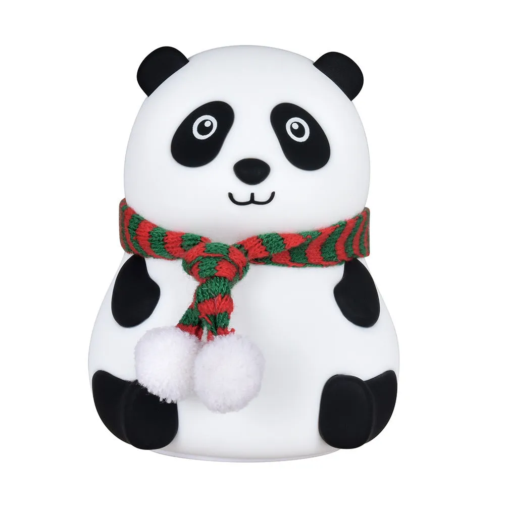 Panda silicone night light with soft-touch finish and USB charging cable