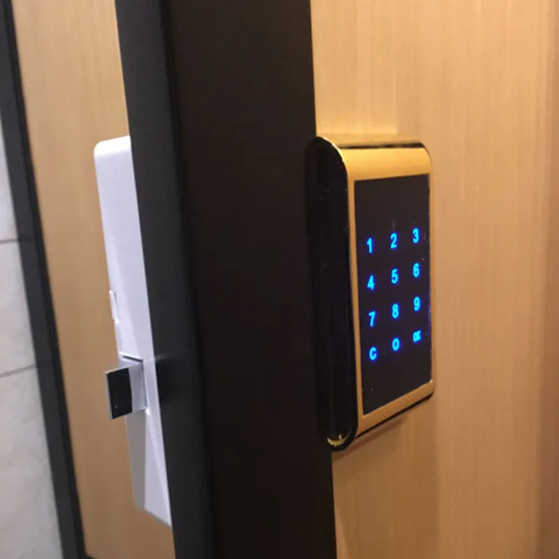 Silver temporary deposit code lock with four-digit combination keypad on zinc alloy housing.