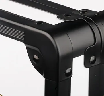Black PVC storage case for hairdressing tools and salon cosmetics, showing its size and hard-shell construction.