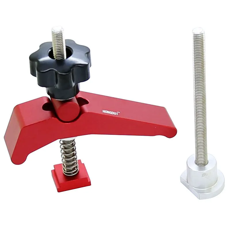 Red aluminium alloy woodworking table block slide holder with American style handle and flat mouth design