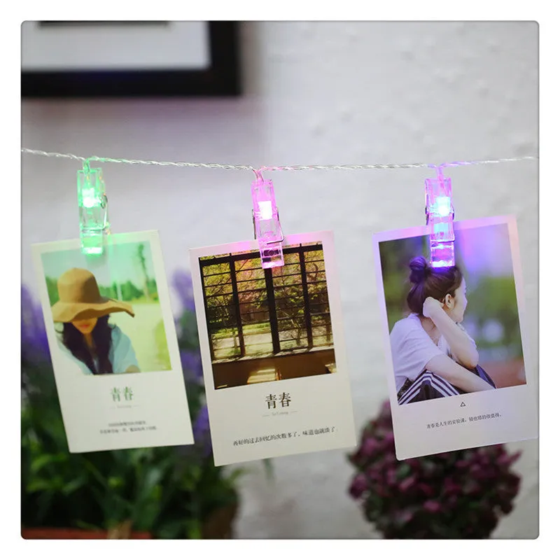 LED clip light string with heart-shaped warm white bulbs spaced 15cm apart