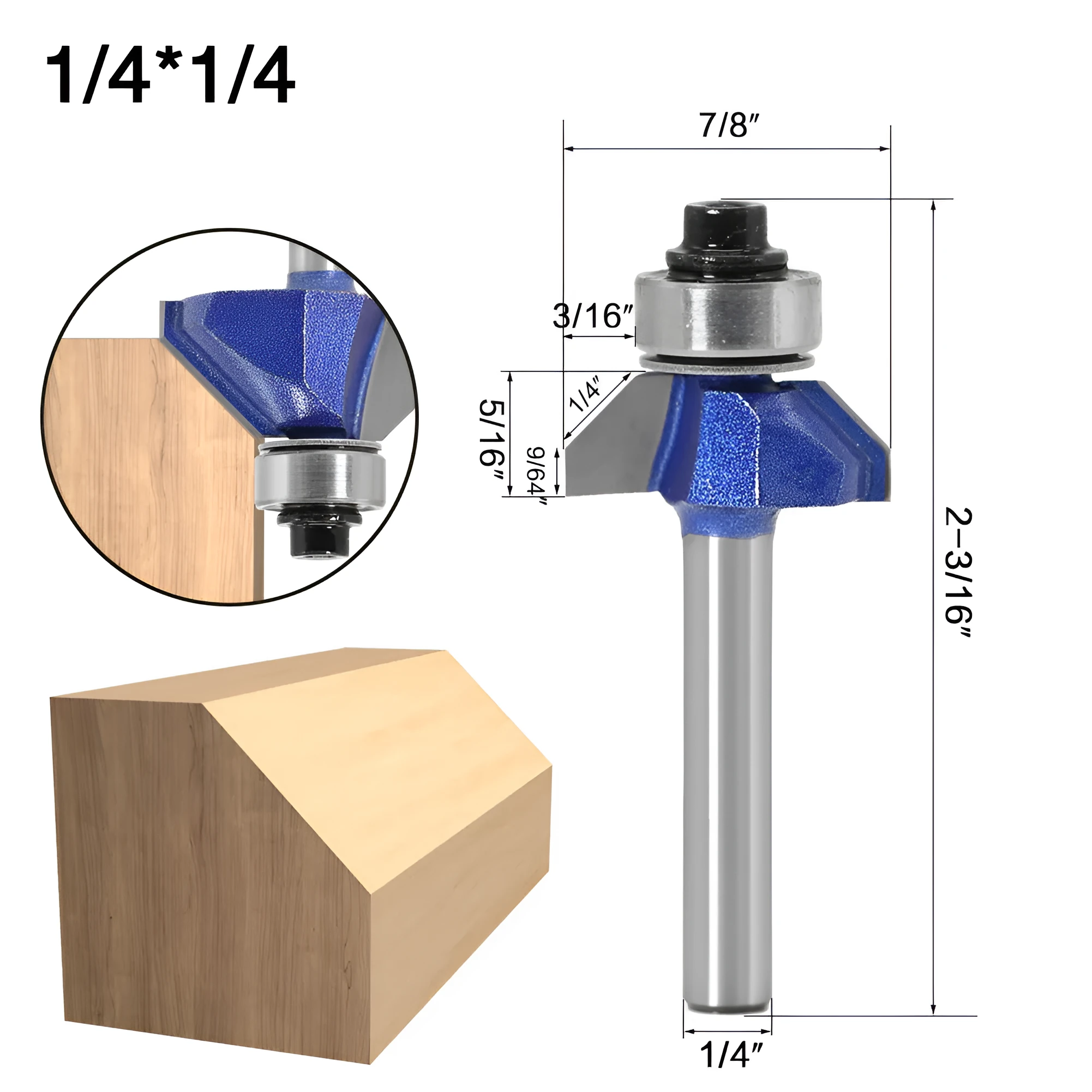 Hard alloy angle cutter for woodworking with 13mm blade diameter and 59mm length