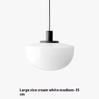 Simple modern glass pendant light with single-head droplight design in milky white finish