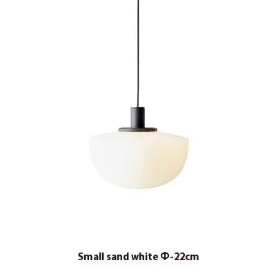 Simple modern glass pendant light with single-head droplight design in milky white finish
