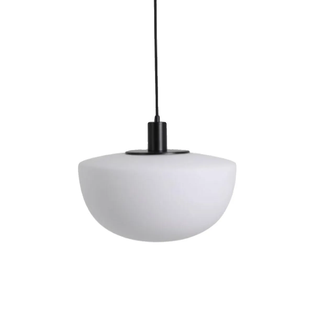 Simple modern glass pendant light with single-head droplight design in milky white finish