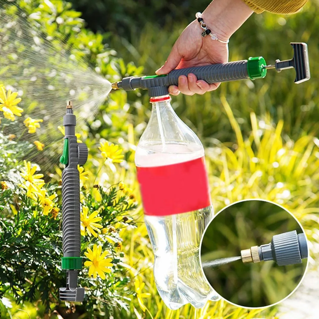 Universal watering sprayer nozzle attachment for plastic beverage bottles with 30cm tube