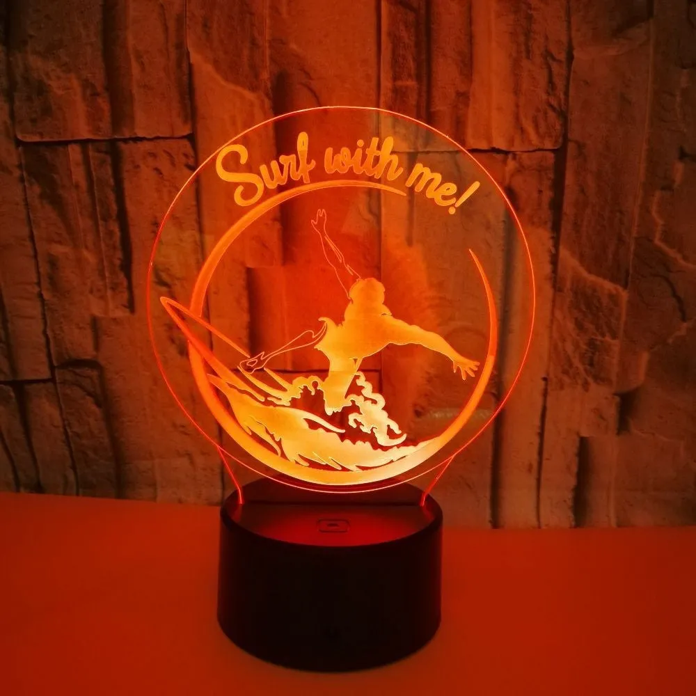 3D LED night lamp with crack pattern on acrylic panel, black ABS base, touch control