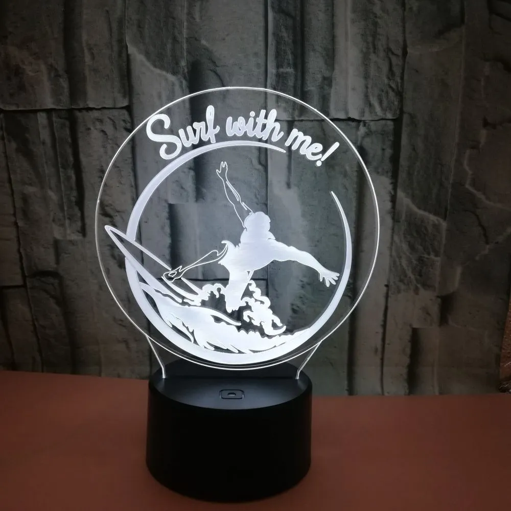 3D LED night lamp with crack pattern on acrylic panel, black ABS base, touch control