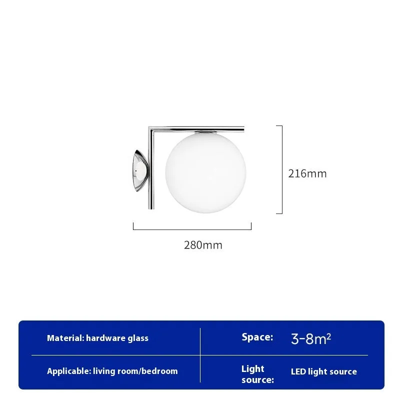 Glass wall lamp in brass finish for bedroom bedside corridor lighting Nordic style 220V