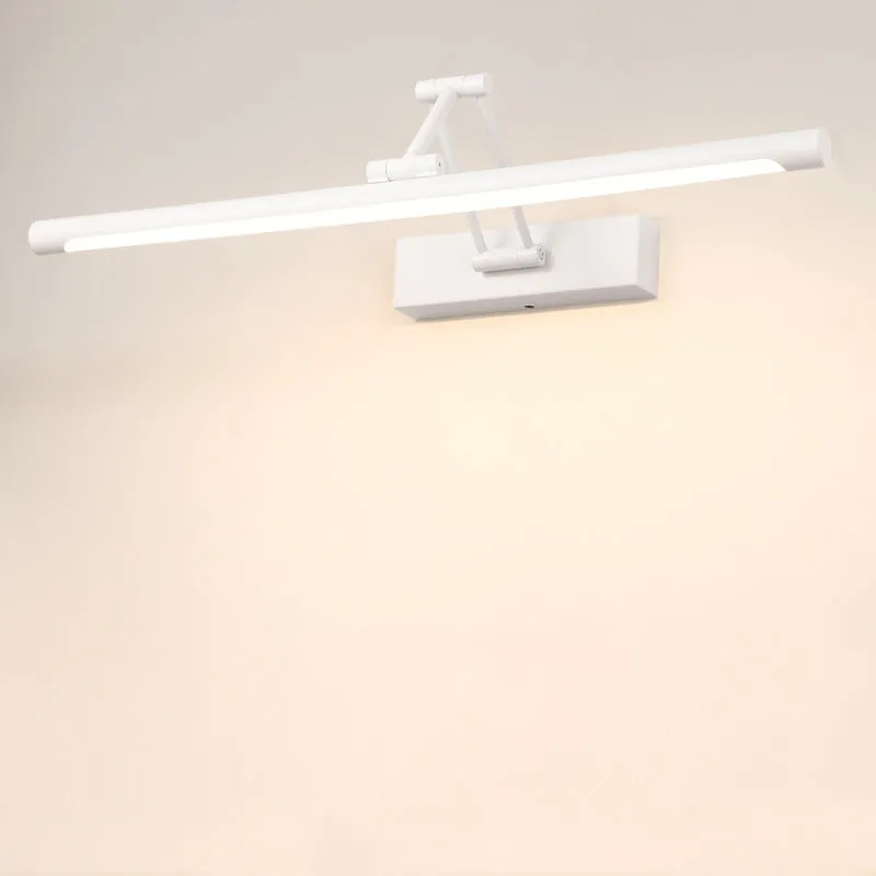 Modern sand black LED strip light mounted above a bathroom mirror, showing even front illumination.