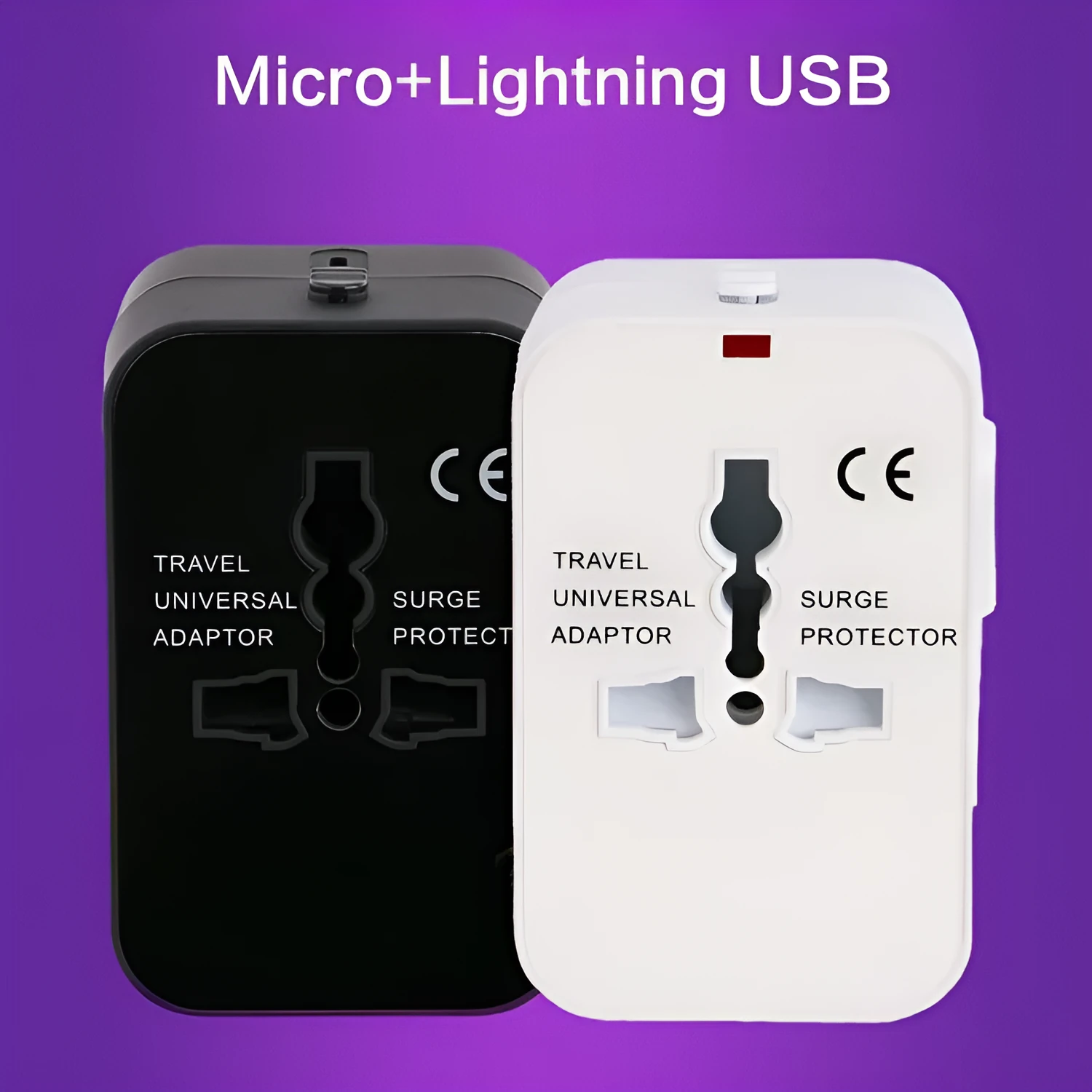 Universal travel adapter plug with USB charging port for international power conversion
