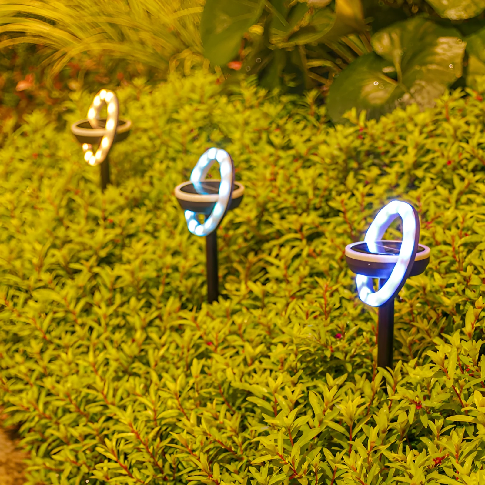 Solar lawn light with 12LED rotating design for outdoor garden illumination in colour or white light