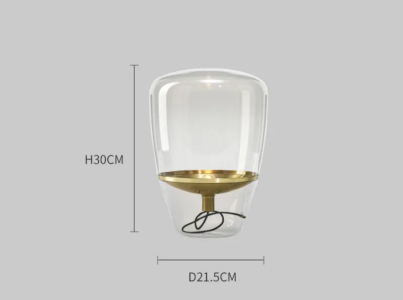 Scandinavian minimalist glass table lamp with iron lampshade in gold, grey, rose gold, or white
