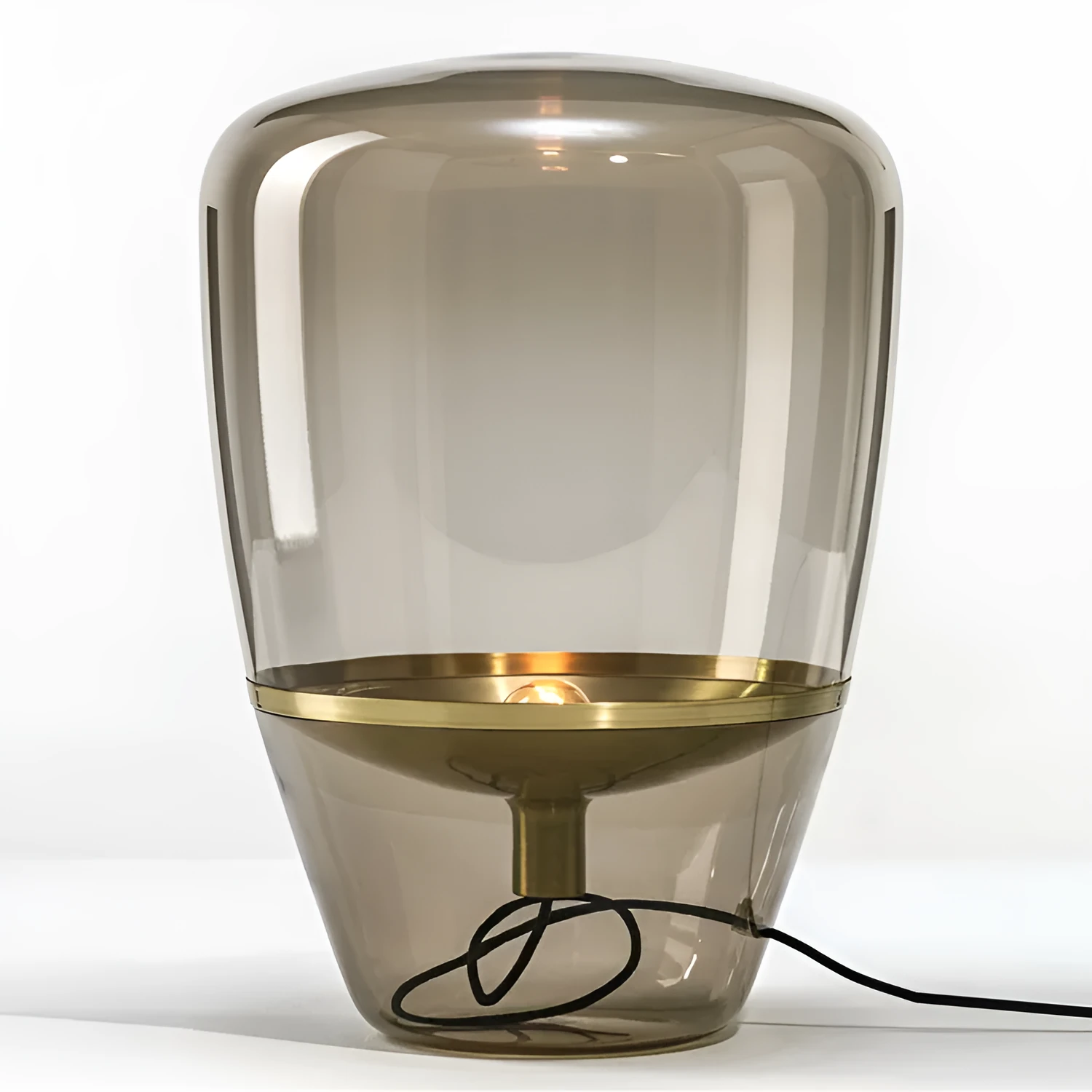 Scandinavian minimalist glass table lamp with iron lampshade in gold, grey, rose gold, or white