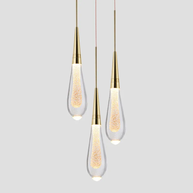 Postmodern crystal chandelier lamp with single head short design and adjustable cord