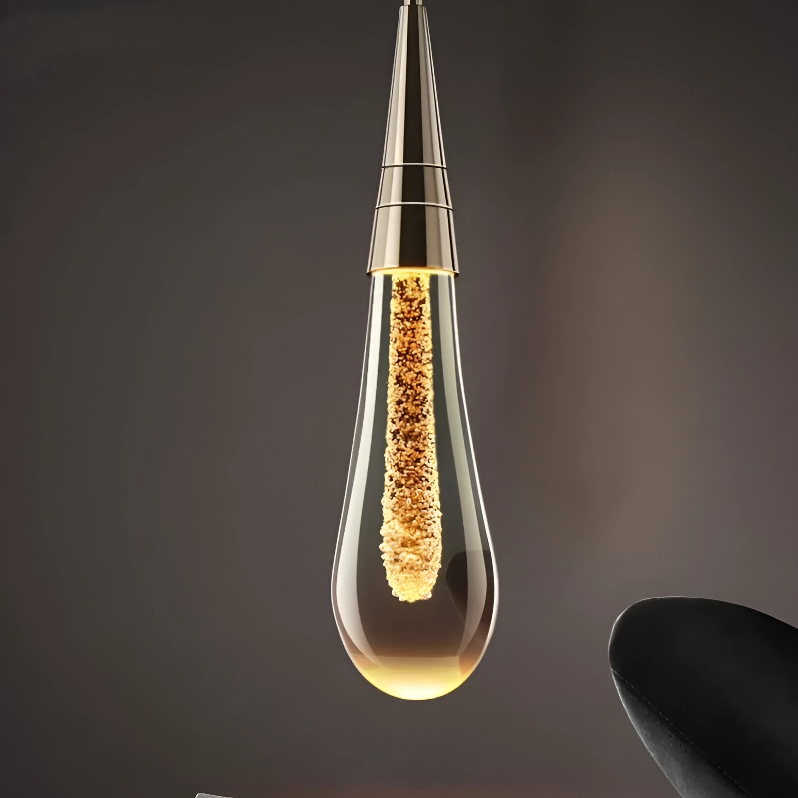 Postmodern crystal chandelier lamp with single head short design and adjustable cord
