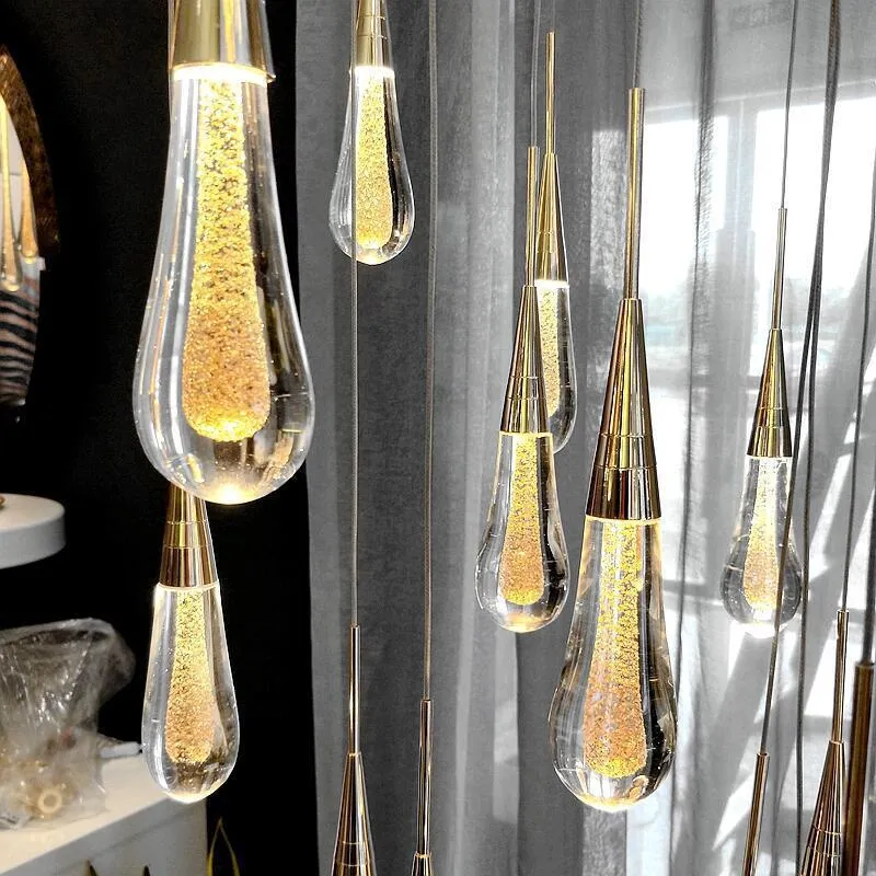 Postmodern crystal chandelier lamp with single head short design and adjustable cord
